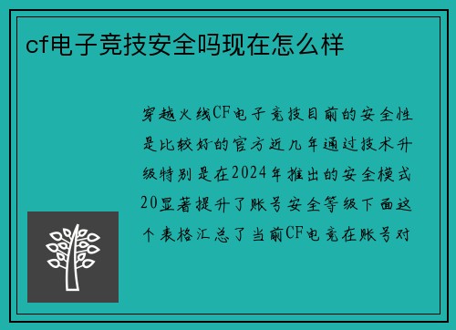 cf电子竞技安全吗现在怎么样